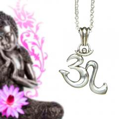 Yoga OM Symbol Anhänger Sterlingsilber mit Öse 27mm