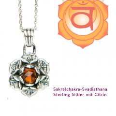 Chakra Schmuck Sakral Svadisthana Anhänger Silber 20mm mit Madeira Citrin