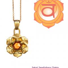 Chakra Schmuck Sakral Chakra Svadisthana Anhänger vergoldet 20mm mit Madeira Citrin