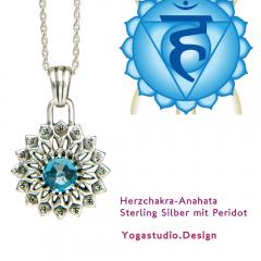 Yoga Chakra Halschakra Vissudha Anhänger Silber 20mm mit Topas