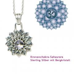 Yoga Chakra Kronenchakra Sahasrara Anhänger Silber 20mm mit Bergkristall