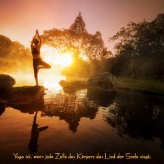 Wanddeko Bild mit B.K.S.Iyengar Yogaspruch & *Glücklich Sein in deiner Yogawelt*