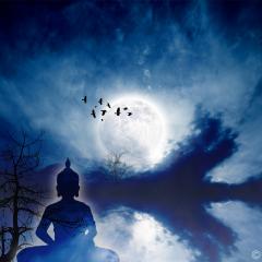 Wanddeko Fotomotiv Moonlight Thai Buddha Design