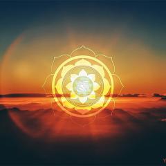 Wanddeko Sunset Mandala mit Tibetischem OM