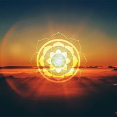 Wanddeko Sunset Mandala mit Tibetischem OM