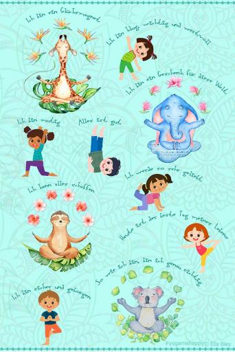 Ich bin ein Glücksmagnet Poster Affirmationen Yogakids
