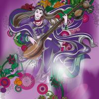 Wanddeko Hindu Göttin Saraswati für Kreativität und Weisheit